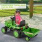Olakids 12V Kids Ride On Tractor, Battery Powered Motorized Electric Car With Trailer, Dual Motors, Remote Control, Light, Music, Usb, Toddler Vehicle Toys For Boys Girls (Green)