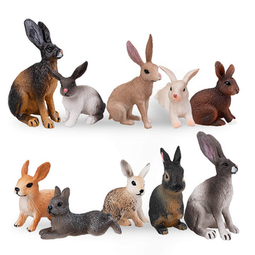 Toymany 12Pcs Bunny Figures Toys For Kids, Easter Rabbit Figures Farm Animal Toy For Cake Toppers Party Favors For Toddlers