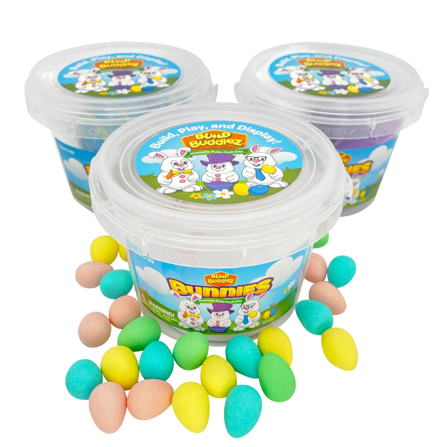 Build Buddiez Bunnies Craft Kit 12 Pack - 12 Putty Party Pack Great for Easter Baskets, Birthdays, Loot Bags, Events, and Arts &