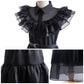 Grivos Wednesday Addams Dress Costumes For Kids Girls Family Party Dress Up Cosplay Outfit With Belt Wig 4-14 Years