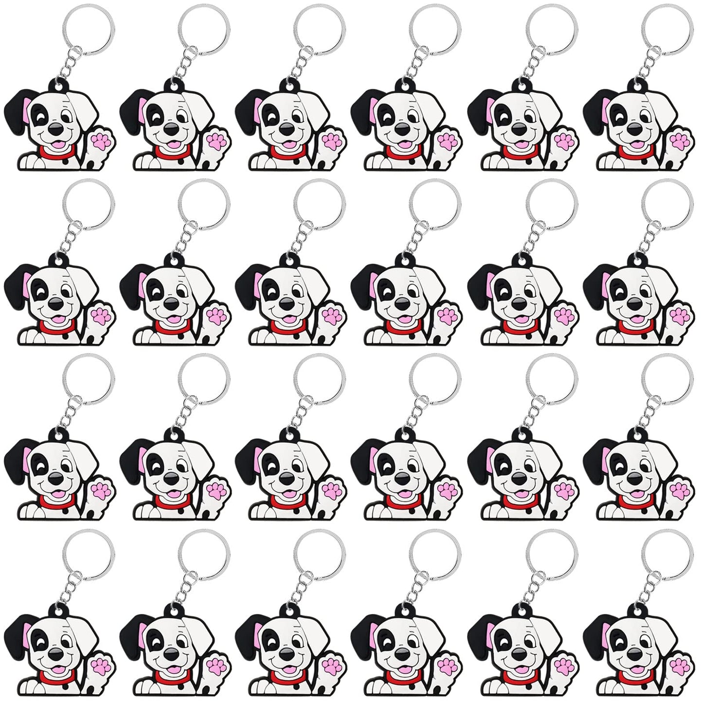 CiciBear 24 Pack Dalmatian Keychains Party Decoration for Guests, Dalmatian Themed Party, Baby Shower, School Party, Kids Birthd