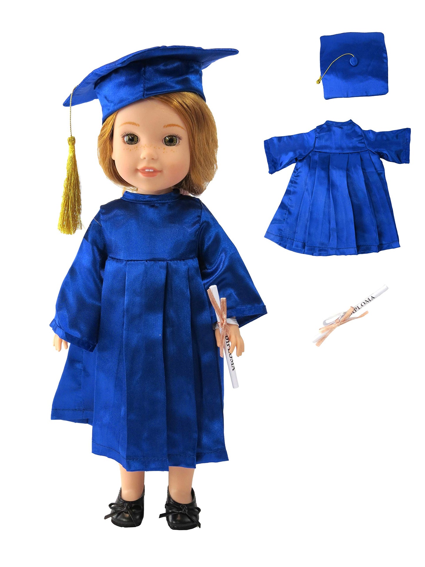 American Fashion World Blue Graduation Outfit for 14-Inch Dolls | enhanced Quality & Trendy Design | Dolls Clothes | Outfit Fashions for Dolls for Popular Brands