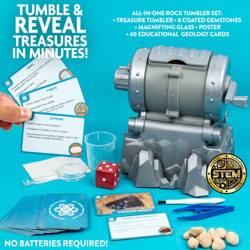 The Young Scientists Club Gemstone Treasures  Tumble & Polish Your Own Gemstones  DIY Rock Tumbler  Collect & Identify Gems  Great STEM Kit for Kids Ages 6  7  8  9  Multi