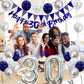 30Th Birthday Decorations For Men, Navy Blue Silver 30Th Birthday Balloons With Blue Happy 30Th Birthday Banner 30 Birthday Cake