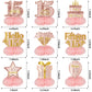 Turypaty Pink Rose Gold 15Th Birthday Honeycomb Centerpieces Decorations For Girls, 9Pcs Rose Gold Happy 15Th Birthday Table Cen