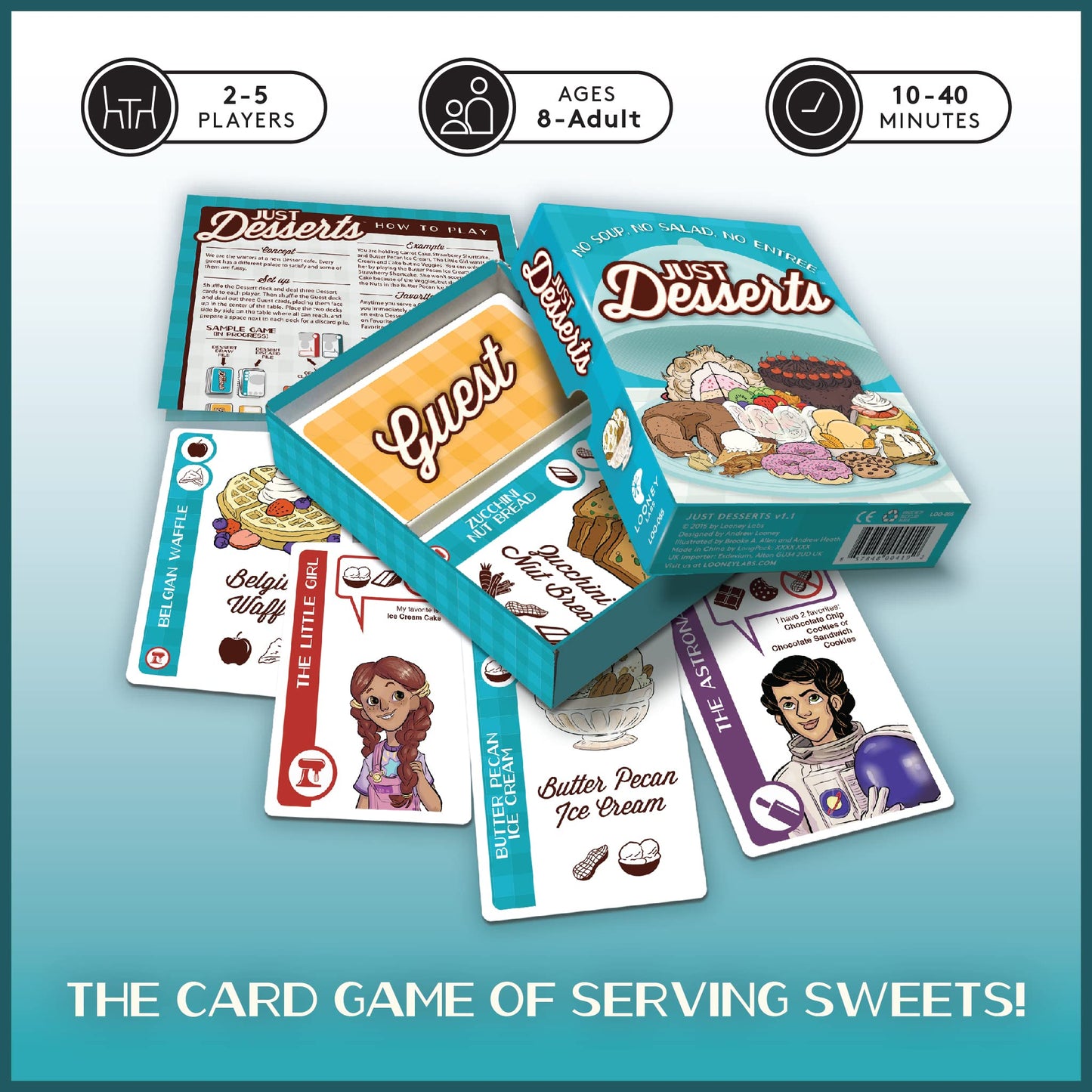 Looney Labs Just Desserts Card Game - Flavorful Expansion, Small, Multicolor, Cardstock, Model LON00065