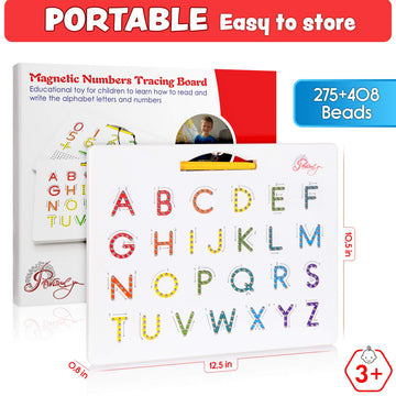 Povitrulya Magnetic Alphabet Tracing Board - Double-Sided Letters & Numbers, Small Multicolor STEM Toy for Writing & Handwriting Games