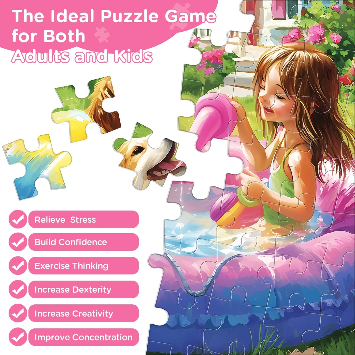 300 Piece Puzzles for mature-themeds Jigsaw Puzzles 300 Pieces Summer Puzzle Dog Puzzle for mature-themeds Kids Seniors Girl Jigsaw Puzzle Games enhanced Cardboard Puzzles Birthday Party Gift