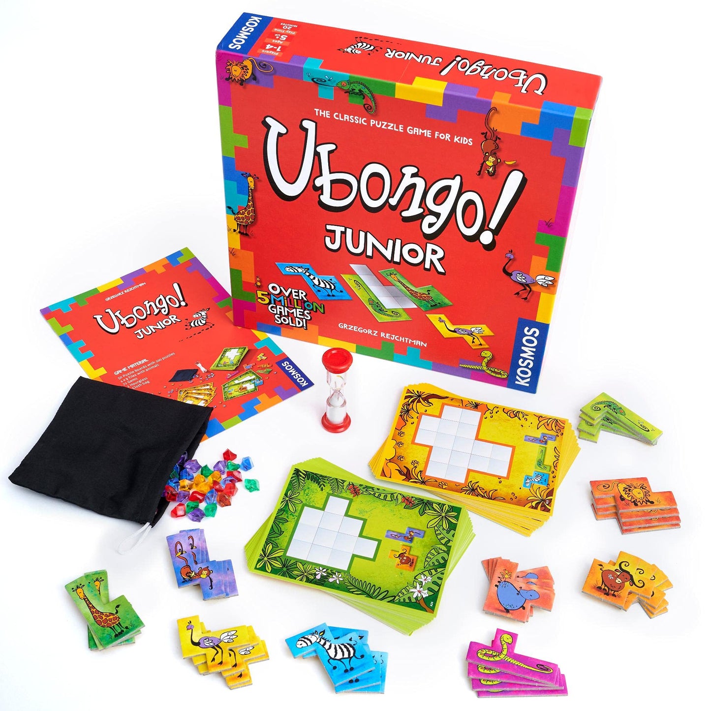 Thames & Kosmos Ubongo Junior Board Game - Family Friendly, Cardboard, Model 697396, Great for Kids, Highly Re-Playable