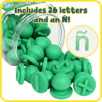 READY 2 LEARN Easy Grip Dough and Paint Stampers - Lowercase Alphabet - Set of 27 - Ages 2+ - Easy to Hold Letter Stamps for Kid