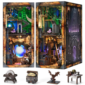 MiniCity Book Nook Kit  DIY Miniature Dollhouse Booknook Kit with Led Light and Dust Cover (cutting edge and Magic)