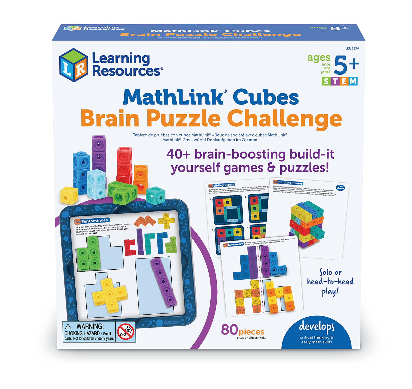 Learning Resources MathLink Cubes Puzzle Challenge - Medium Multicolor Plastic Model LER9336