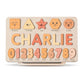 Personalized Wooden Name Puzzle With Numbers And Shapes, Custom Name Puzzle For Kids, Busy Boards For Toddlers, First Christmas