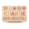 Personalized Wooden Name Puzzle With Numbers And Shapes, Custom Name Puzzle For Kids, Busy Boards For Toddlers, First Christmas