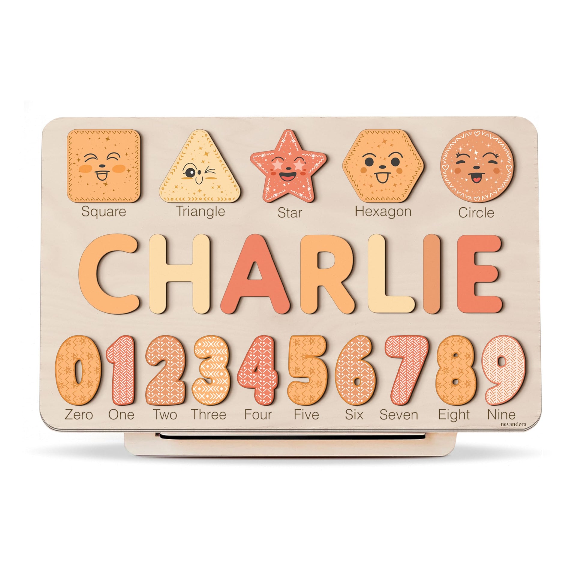 Personalized Wooden Name Puzzle With Numbers And Shapes, Custom Name Puzzle For Kids, Busy Boards For Toddlers, First Christmas