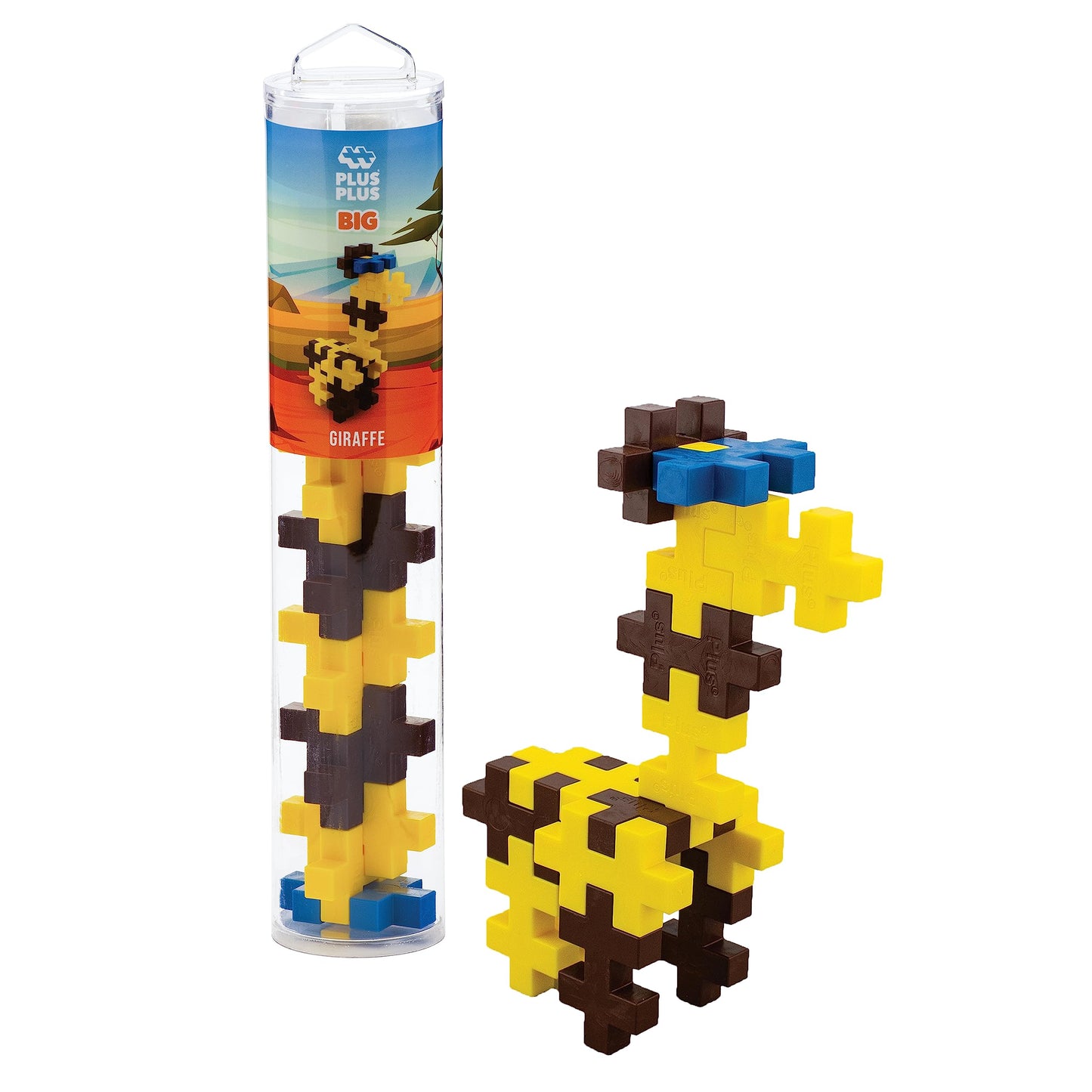Plus Plus Big - Instructed Tube - 15 Piece Giraffe - Construction Building Stem/Steam Toy, Interlocking Large Puzzle Blocks For Toddlers And Preschool