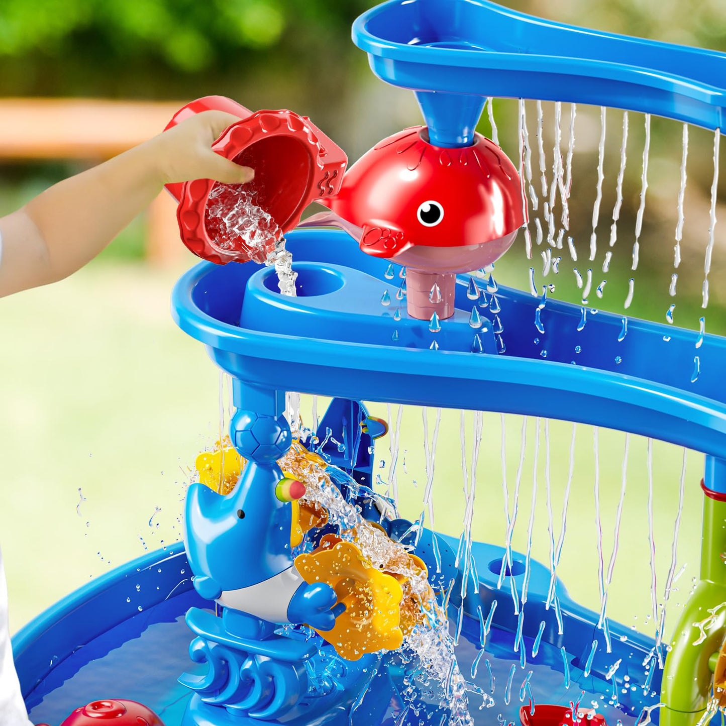 Jukudahu Kids Sand Water Table For Kids 3 4 5 6 7 8 Years Old - 3-Tier Summer Outdoor Toys, Water Waterfall Sensory Play Table W