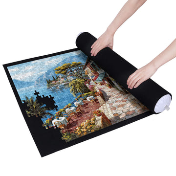 Becko Us Puzzle Mat Roll Up With Drawstring Storage Bag, Felt Rollup Mat For Easy Transport & Storage, Portable Puzzle Board Puzzles Saver Keeper For Jigsaw Puzzles Up To 1500 Pieces