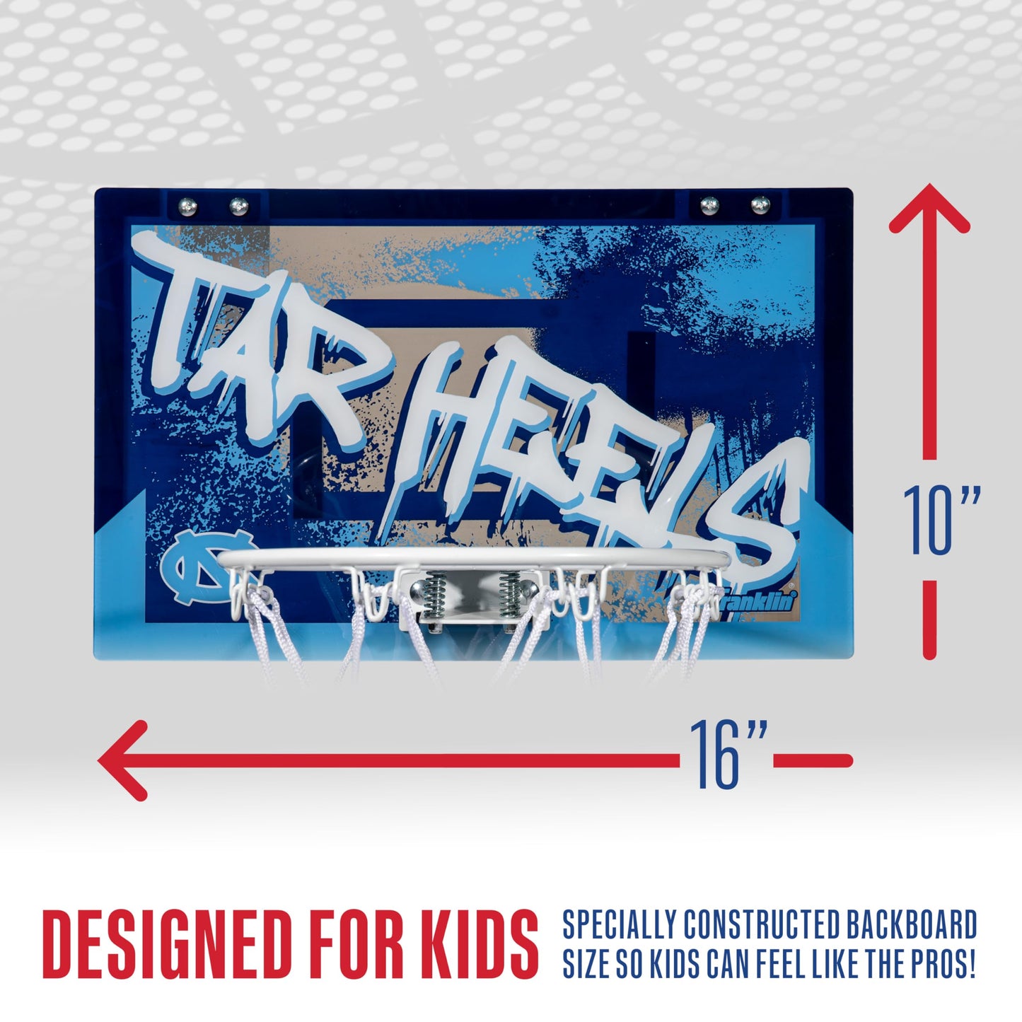 Franklin Sports Unc Over The Door Basketball Hoop - Kids Indoor Basketball Hoop With Mini Ball - Fan Shop Toy For Bedroom + Office - Over The Door Set