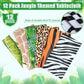 12Pack Animal Safari Tablecloth Jungle Animal Zoo Theme Party Table Cloth Leopard Tiger Zebra Giraffe Palm Leaf Print Table Cove