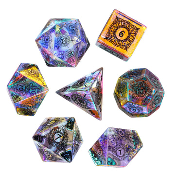 Udixi Prism Glass Dice Set 7Pcs Rainbow Glass Dnd Dice With Gift Box For Dungeons And Dragons D&D Table Games (12 Constellations