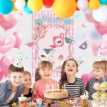Hooqict Tea Party Games Pin The Tea Cup On The Saucer, Large Tea Party Decorations Poster With 24 Tea Cup Stickers For Girls Birthday Party Games Women Tea Party Favors Supplies