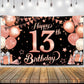 Katchon, Rose Gold Happy 13Th Birthday Banner - Huge, 72X44 Inch | Rose Gold And Black 13Th Birthday Backdrop, 13Th Birthday Party Decorations | 13 Birthday Banner, 13Th Birthday Decorations For Girls