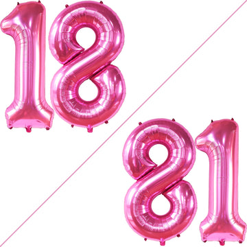Katchon, Hot Pink 18 Balloon Numbers - 40 Inch | Pink 18Th Birthday Decorations For Girls | 18Th Birthday Balloons For Girls | Pink Number 18 Balloons | 18 Number Balloons, 18 Balloons For Birthday