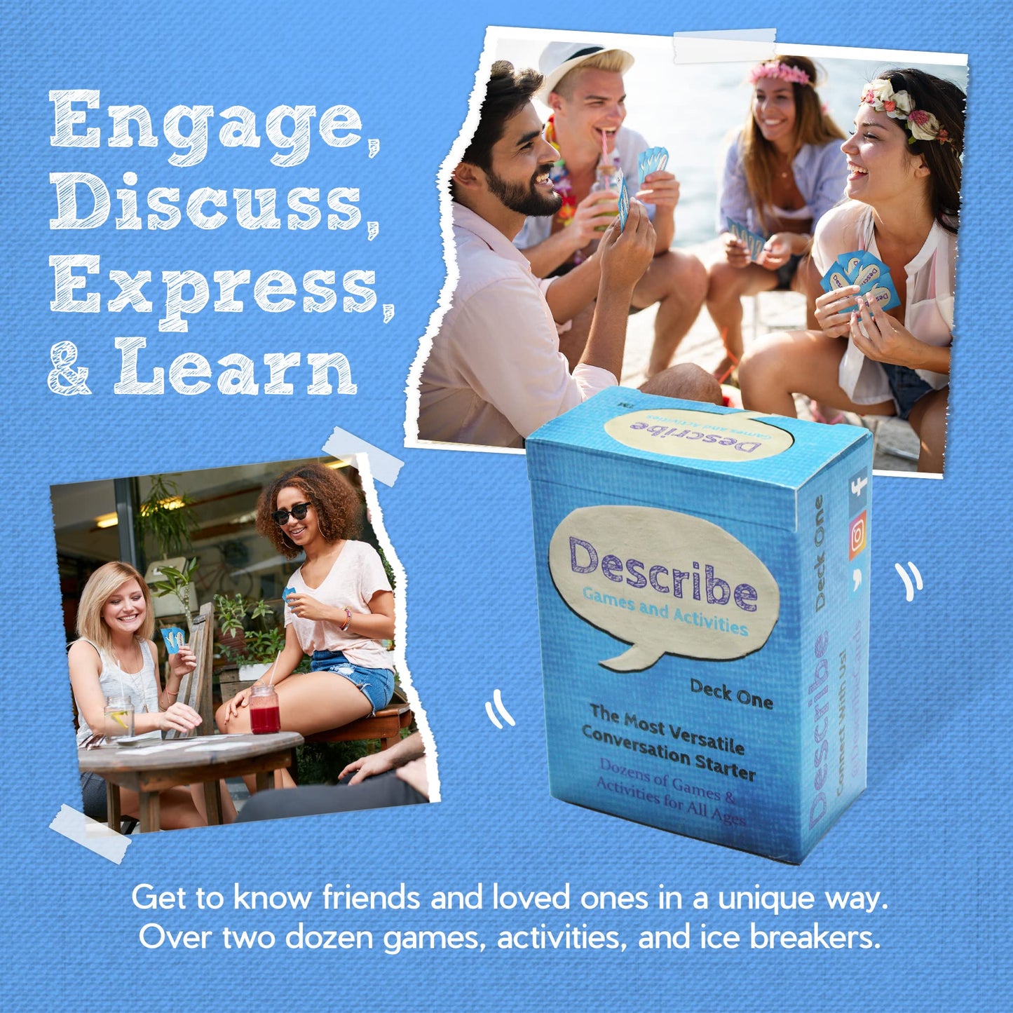 Describe Cards - Deck One Conversation Cards, Over Two Dozen Games And Social Emotional Learning Activities For Families, Therap