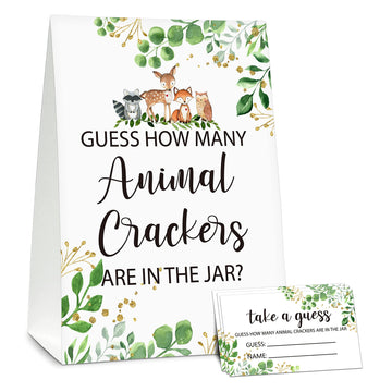 Detiho Woodland Guess How Many Animal Crackers Are In The Jar Baby Shower Game Cards,Jungle Safari Theme Baby Shower Games-1 Sig
