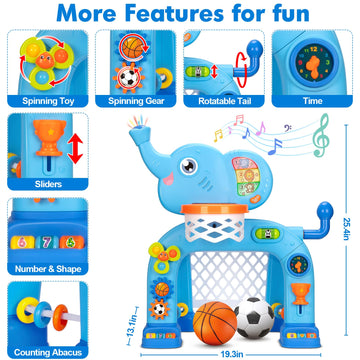 Gmaophy Toddler Basketball Hoop & Soccer Goal, Toys For 1 2 3 Year Old Boys Girls, Kids Sports Toy With Light Sound Music, Monte