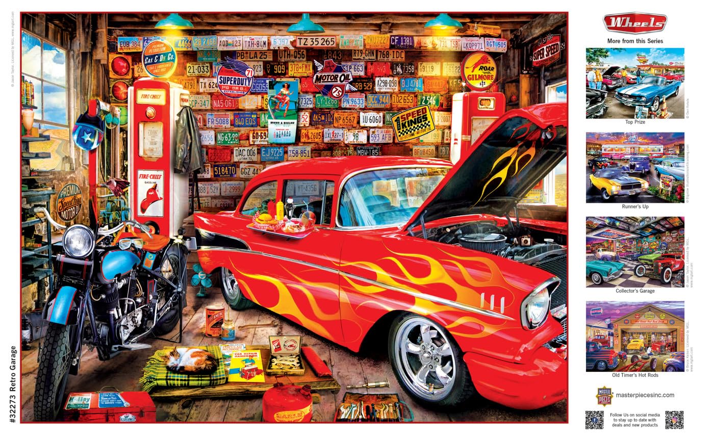 Masterpieces 750 Piece Jigsaw Puzzle For Adults, Family, Or Youth - Retro Garage - 18 ''X24 ''