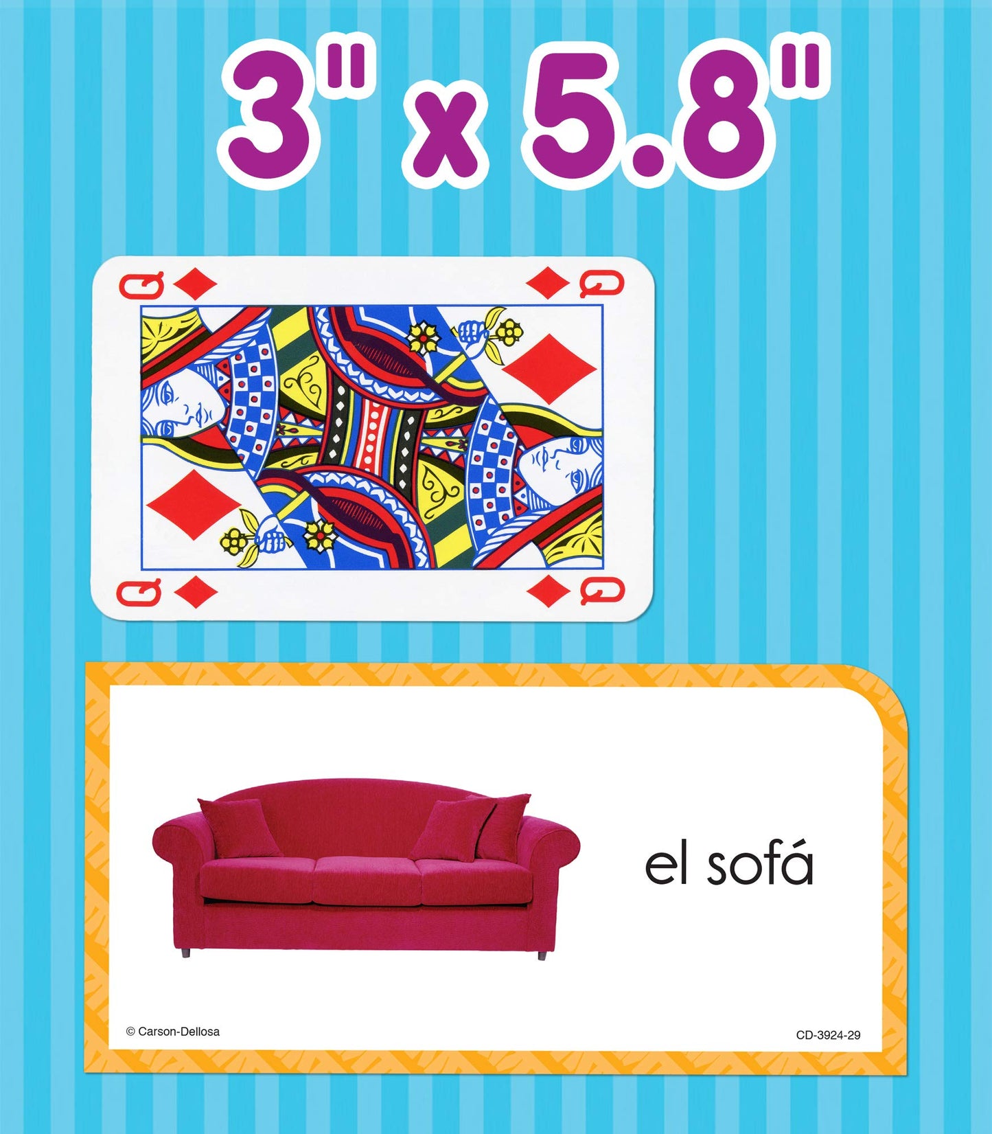 Carson Dellosa 104 Spanish Flash Cards for Kids, Spanish Vocabulary Flash Cards for Beginners, Picture Flash Cards for Toddlers,