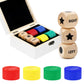 Fun Left Right Roll Dice Game Set  Include 3 1-inch Wooden Dices and 48 Pcs Chips in White Wooden Box  Easy to Store and Carry Around for Travel
