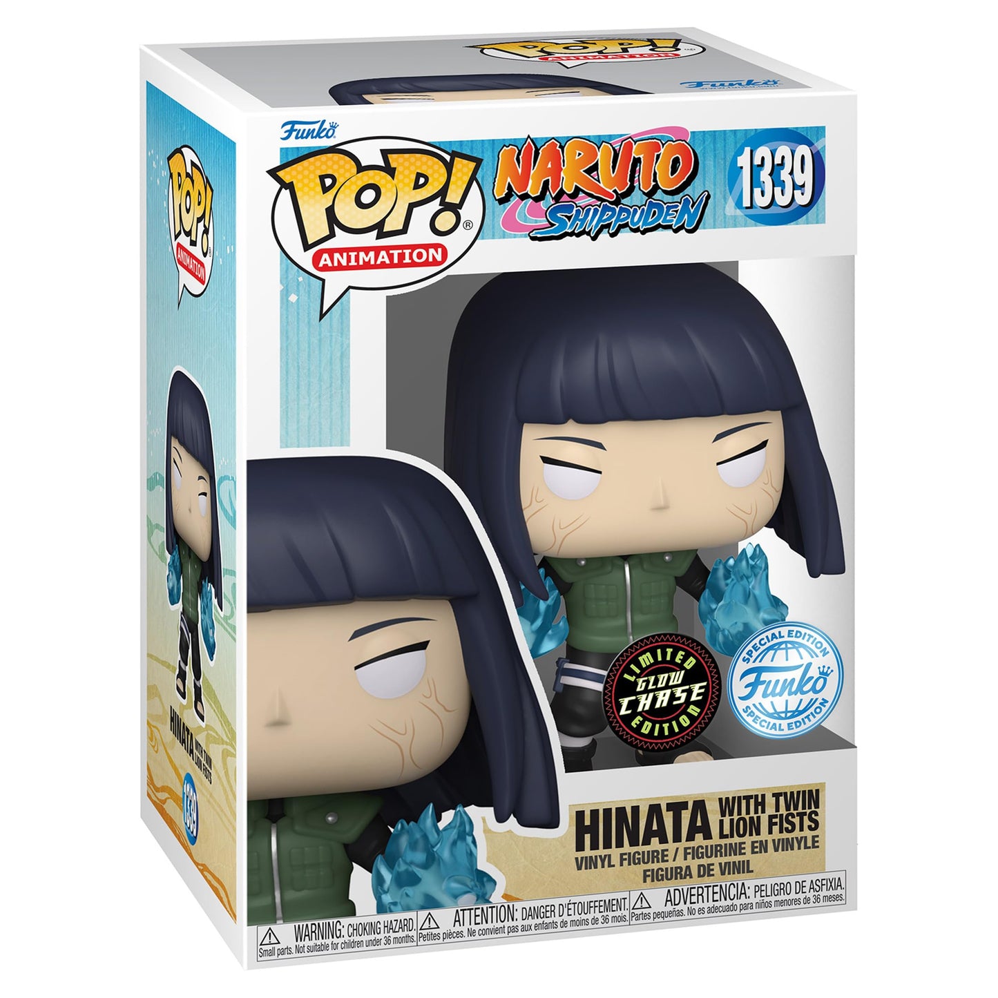 Funko Pop! Animation: Naruto Shippuden - Hinata Hyuga Byakugan Princess with Two Lion Fists Special Edition Multicolor limited availability Vinyl Figure #1339 (Chase Glow Bundle)