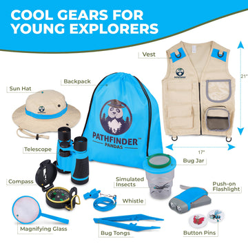Kids Explorer Kit With Safari Vest & Hat For 3-12 Year Old Boys & Girls - Safari Costume Kids, Zoo Keeper, Paleontologist, Bug Kit & More - Giftable Stem Outdoor Explorer Kit For Kids + Bug Ebook