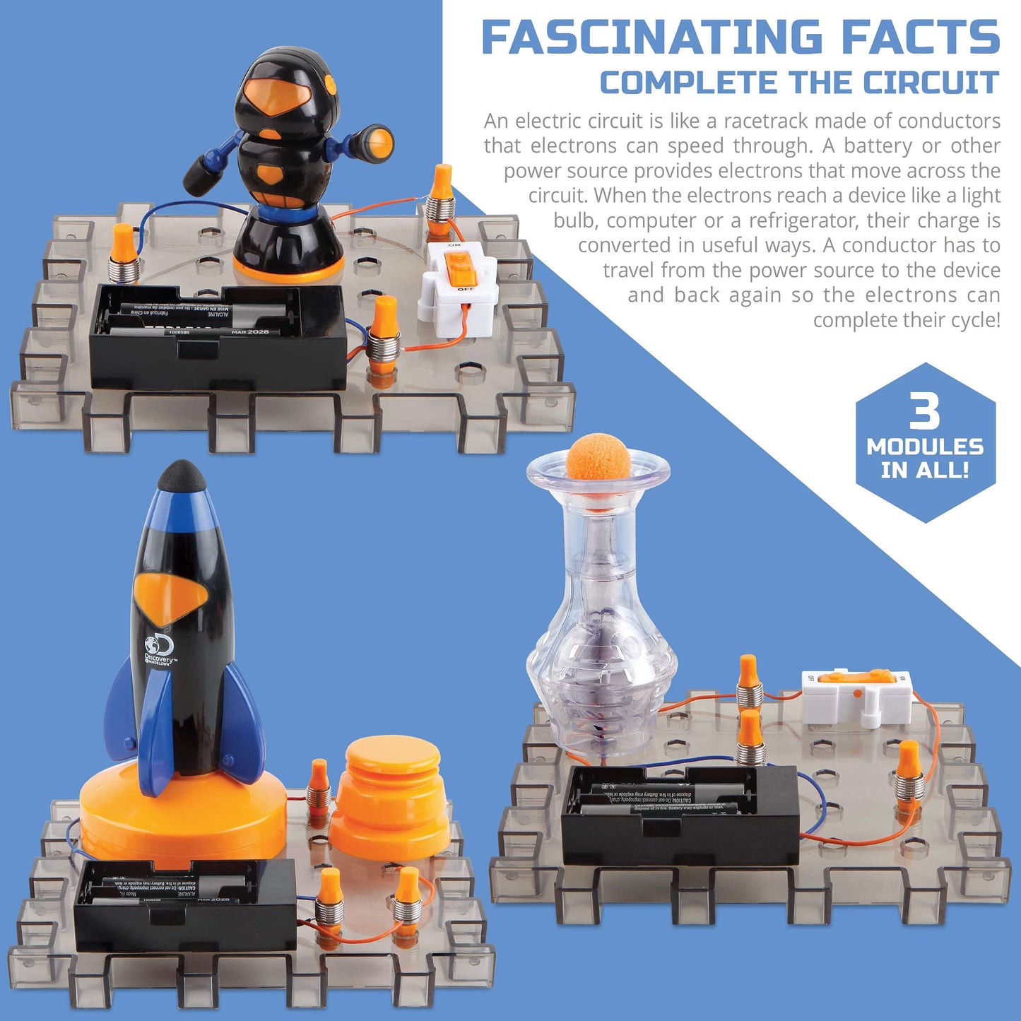 Discovery #Mindblown Action Circuitry Electronic Experiment Complete Stem Set, Build-It-Yourself Engineering Toy Kit, Explore Th
