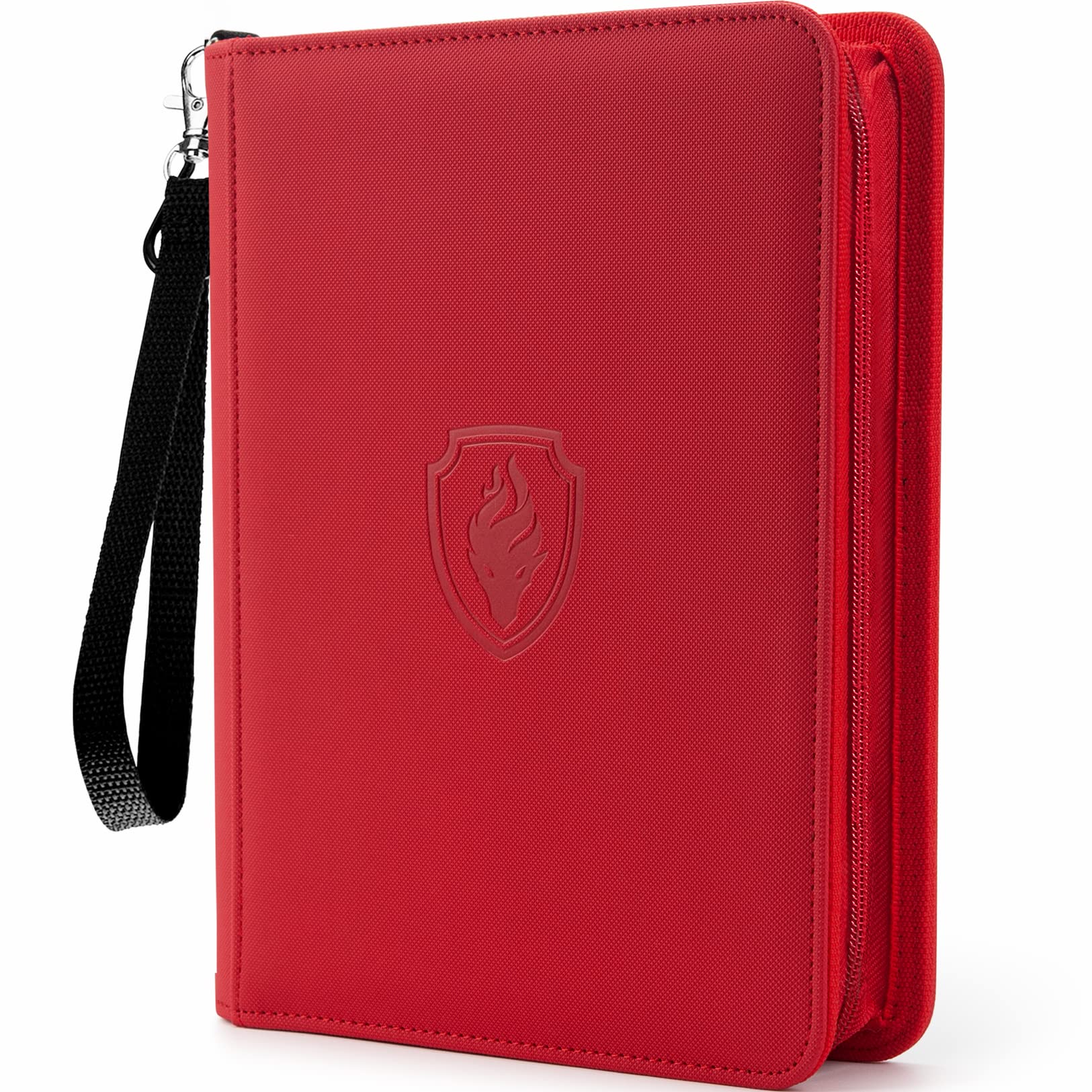 4 Pocket Card Binder for 320 Cards  Fabmaker enhanced Zip Trading Card Binder  Portable PU Card Collection Binder  Collector Card Album  Card Folder for MTG  TCG  Sports Cards  Game Cards (Red)