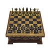 Wooden Chess Set with Storage - Handcrafted Chess Board and British Figure Metal Chess Pieces - Decorative Chess Game for mature-themeds & Kids - enhanced Gift for Family & Friends (Gold Chess Pieces)