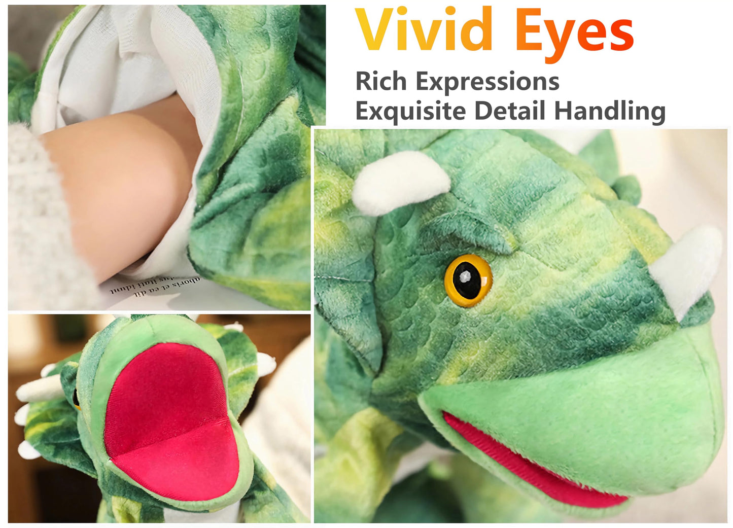 LOMTRATS Dinosaurs Hand Puppets for Kids,Toddler Includes Triceratops and Tyrannosaurus Rex with Movable Open Mouths, Perfect fo