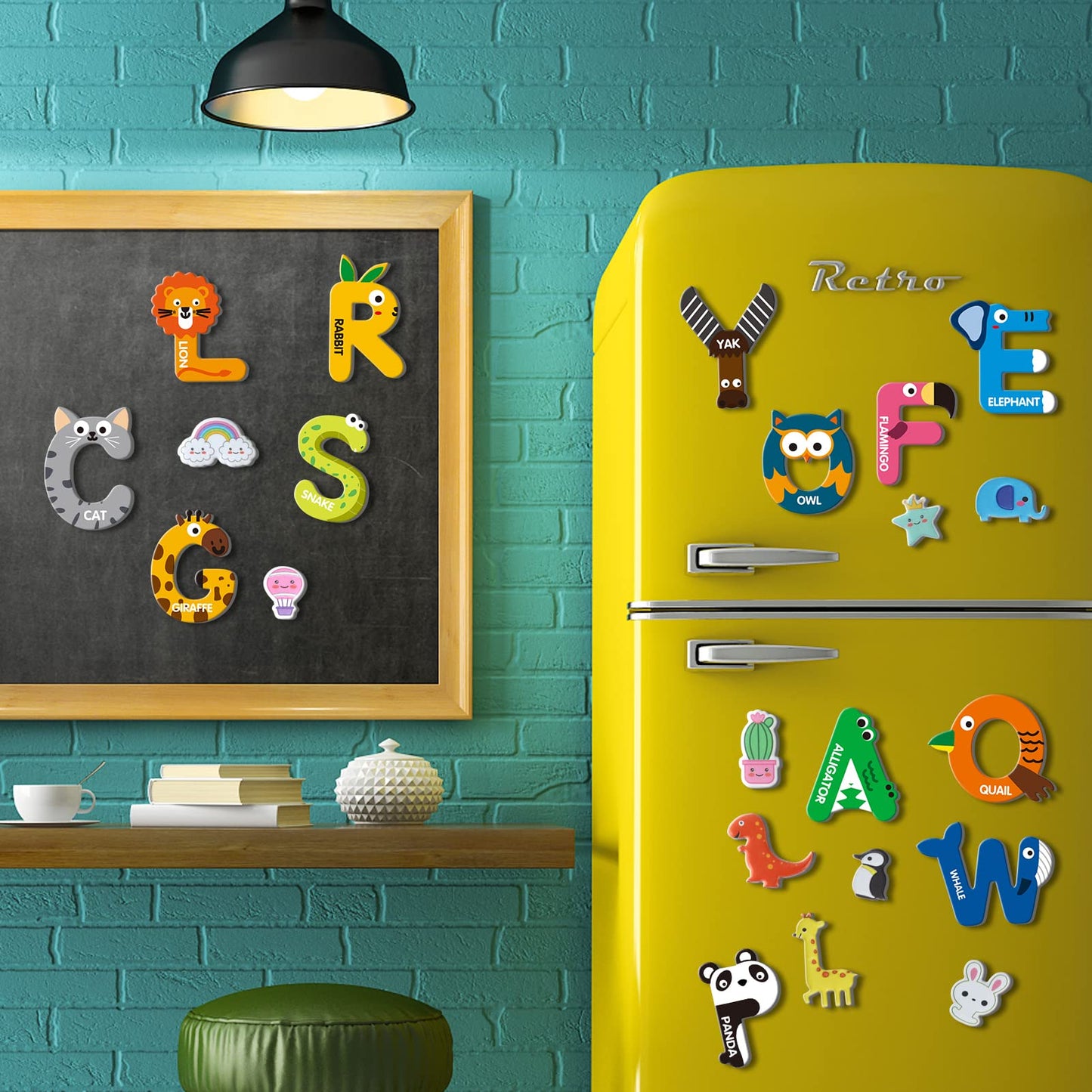 Large Size Magnetic Letters, Cute Animal Alphabet ABC Magnets Educational Spelling Learning Games for Kids, Toddlers 3 4 5 Years
