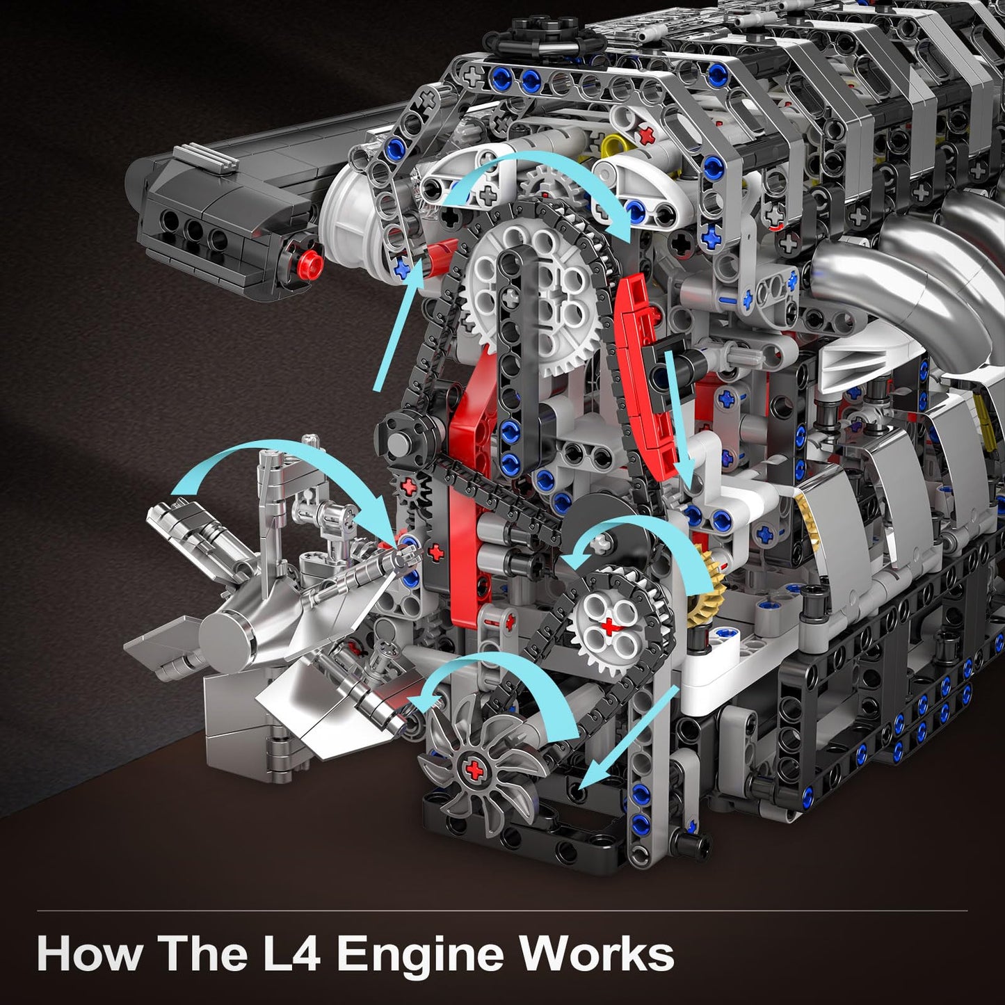 Mould King 10087 L4 Casoline Engine Building Blocks Kit - 1787 Pieces To Build Your Own Mini Engine That Work - Diy Stem Project For Kids, Teens, & Hobby Kit For Adults