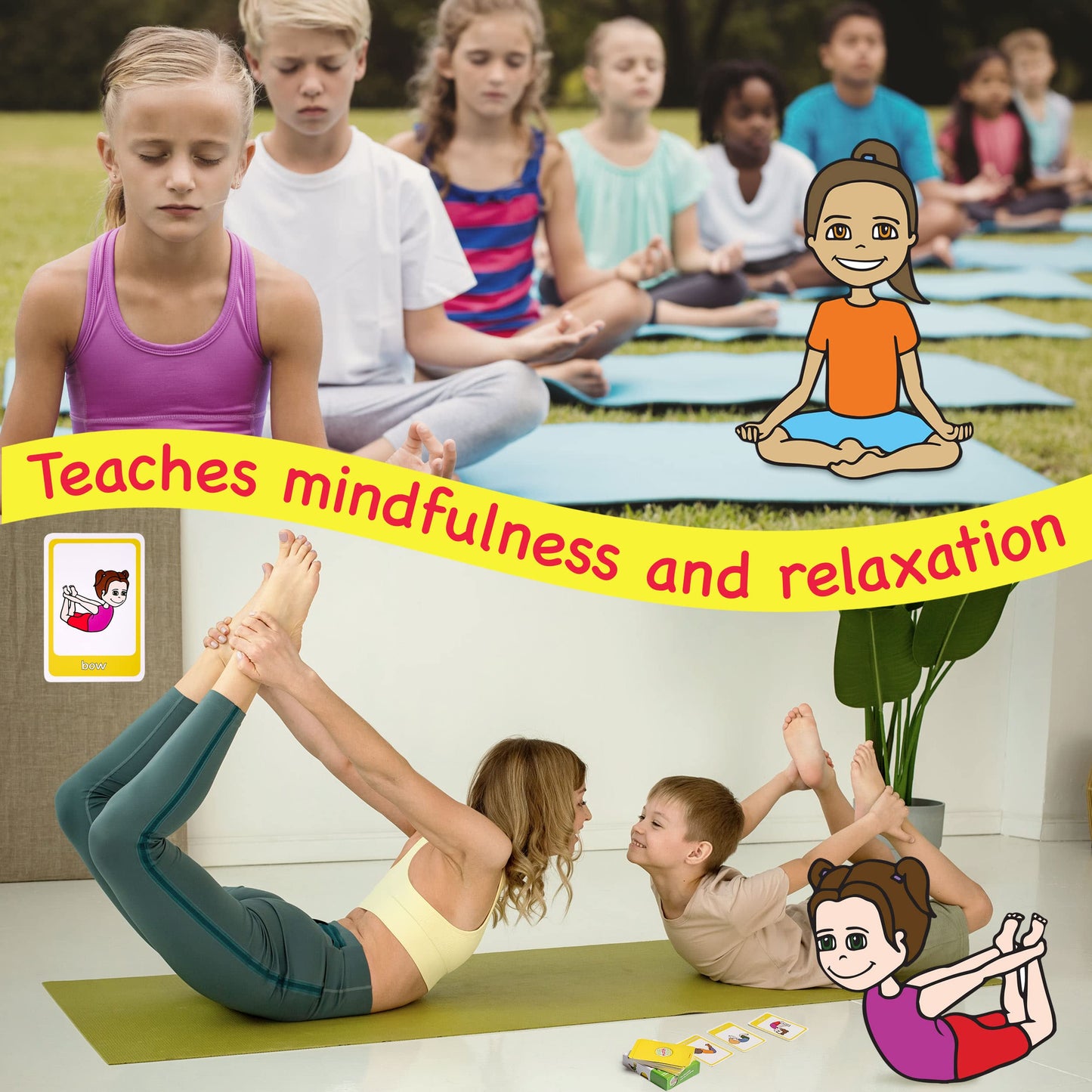 Covelico Yoga Cards For Kids - Fun Yoga Pretzels Cards For Kids Yoga Games For Children, Play Memory Yoga Game, Snap And Go Fish Yoga, Yoga Flash Cards And Yoga Kids Props For Kids Yoga & Tween Yoga.