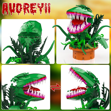 Audrey 2 Piranha Plant Building Toys Compatible With Lego Sets, Little Shop Of Horrors Flowers Cannibal With Openable Mouth Buil