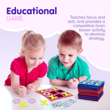 4Es Novelty Foam Tic Tac Toe Game [Bulk 24 Pack] Individually Wrapped Valentines Gifts for Kids Party Favors, Goody Bag Fillers