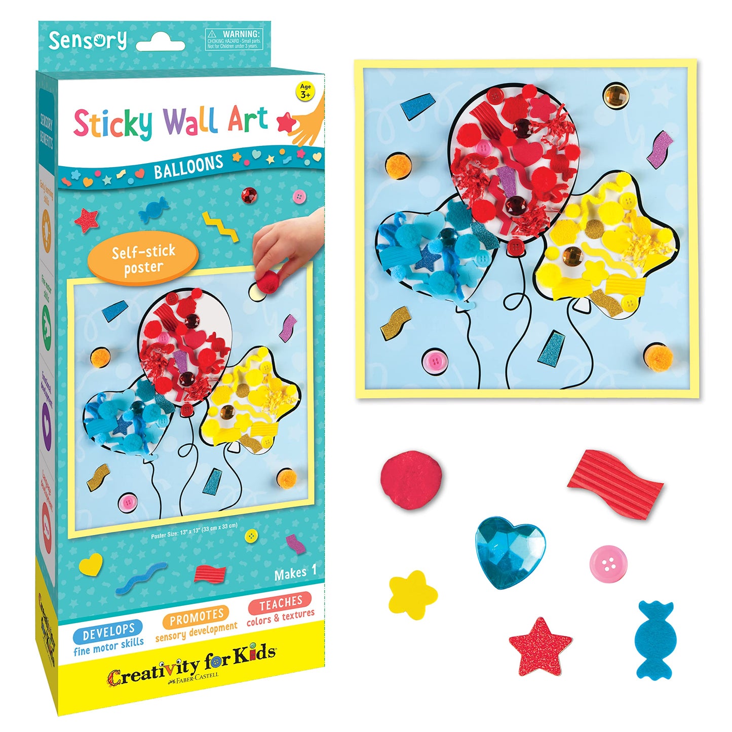 Creativity For Kids Sticky Wall Art: Balloons - Arts And Crafts For Kids Ages 3-4+, Toddler Learning Toys