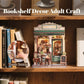 Fsolis Book Nook Kit - DIY Scene Miniature Dollhouse Kit for mature-themeds Bookshelf Puzzle Tiny House Mini Craft Coffee Shop Model Bookshelf Decor Gifts for Women Book Lovers Puzzle Beginners (Sunny Cafe)