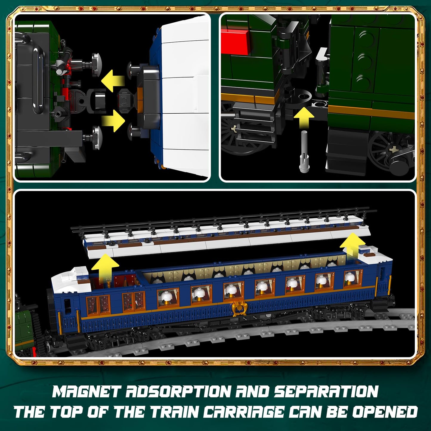 Mould King 12025 Orient Express Steam Locomotive Train Building Block Sets, Remote/App Control Train Toy Set With Led Lighting,