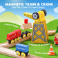 Tiny Land Wooden Train Set - 55PCS Educational Toy for Toddlers & Kids 3-7, Durable Tracks Compatible with Major Brands, Wood Color