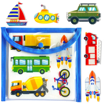 PENGFULL Felt Transportation Vehicles Learning Pieces,48 Felt Board Pieces for Felt Flannel Board,Air Land Sea Airplane Learning